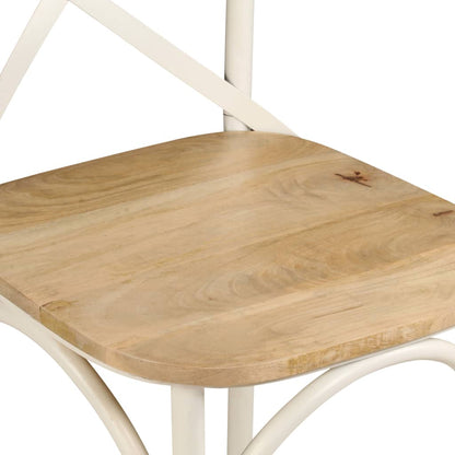 Sillas Con Respaldo Cruzado 4 Uds Madera Maciza De Mango Blanco