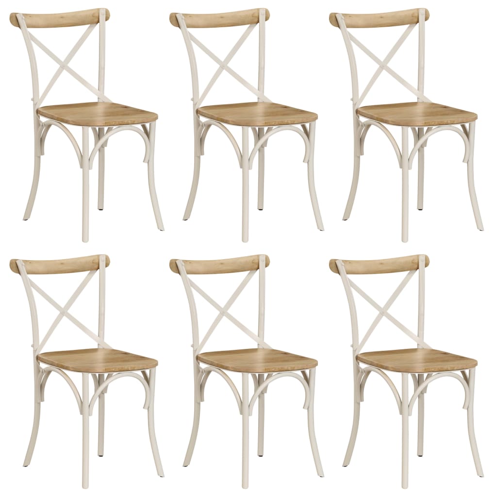 Sillas Con Respaldo Cruzado 4 Uds Madera Maciza De Mango Blanco
