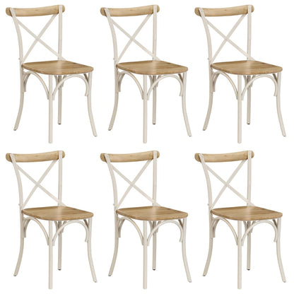 Sillas Con Respaldo Cruzado 4 Uds Madera Maciza De Mango Blanco