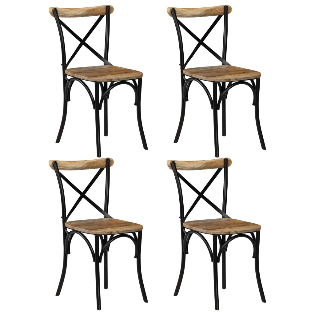 Sillas Con Respaldo Cruzado 4 Uds Madera Maciza De Mango Blanco
