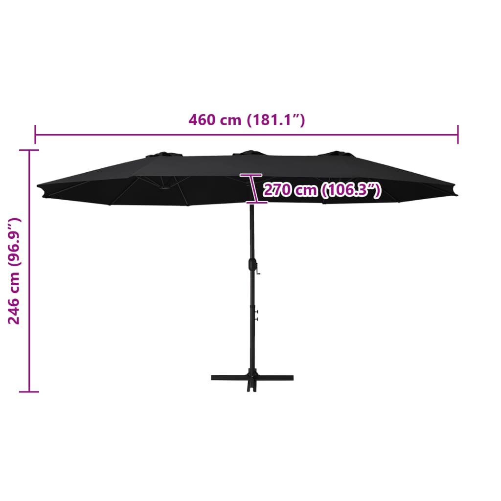 Sombrilla De Jardín Con Palo De Aluminio 460X270 Cm