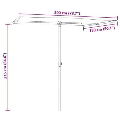 Sombrilla De Jardín Con Palo De Aluminio 2X1,5 M