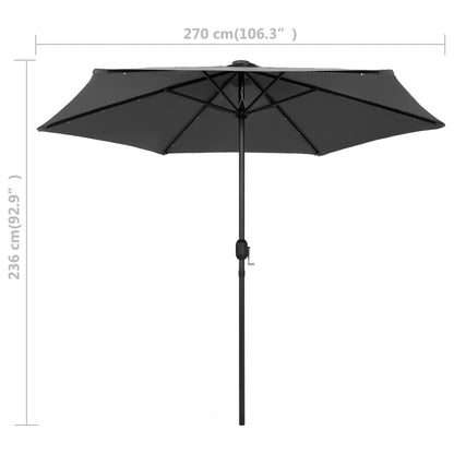 Sombrilla De Jardín Luces Led Palo De Aluminio 270 Cm