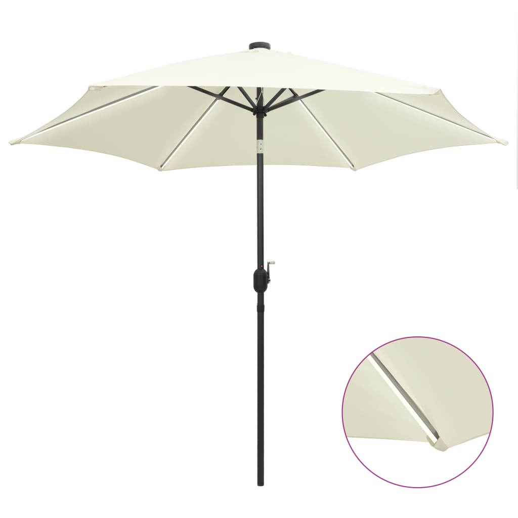 Sombrilla De Jardín Con Luces Led Palo De Aluminio Taupe 300 Cm
