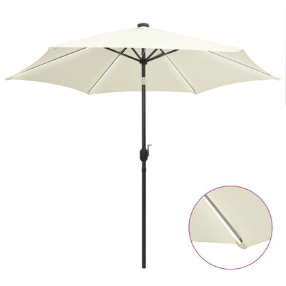 Sombrilla De Jardín Con Luces Led Palo De Aluminio Taupe 300 Cm