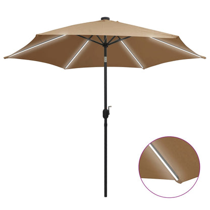 Sombrilla De Jardín Con Luces Led Palo De Aluminio Taupe 300 Cm