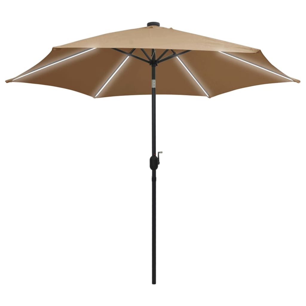 Sombrilla De Jardín Con Luces Led Palo De Aluminio Taupe 300 Cm