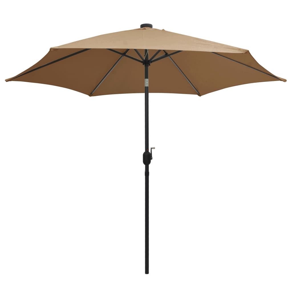 Sombrilla De Jardín Con Luces Led Palo De Aluminio Taupe 300 Cm