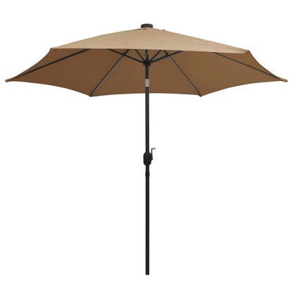 Sombrilla De Jardín Con Luces Led Palo De Aluminio Taupe 300 Cm
