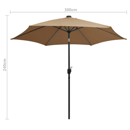 Sombrilla De Jardín Con Luces Led Palo De Aluminio Taupe 300 Cm