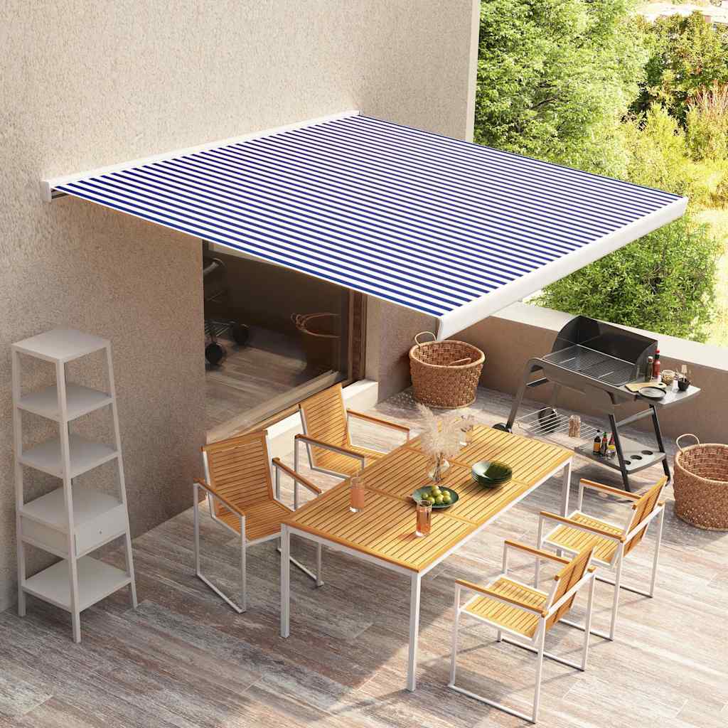 Toldo De Lona Azul Y Blanco 400X300 Cm