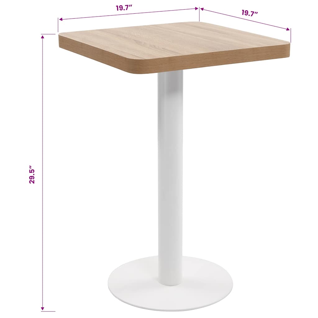 Mesa De Bistró Mdf Marrón Claro 50X50 Cm