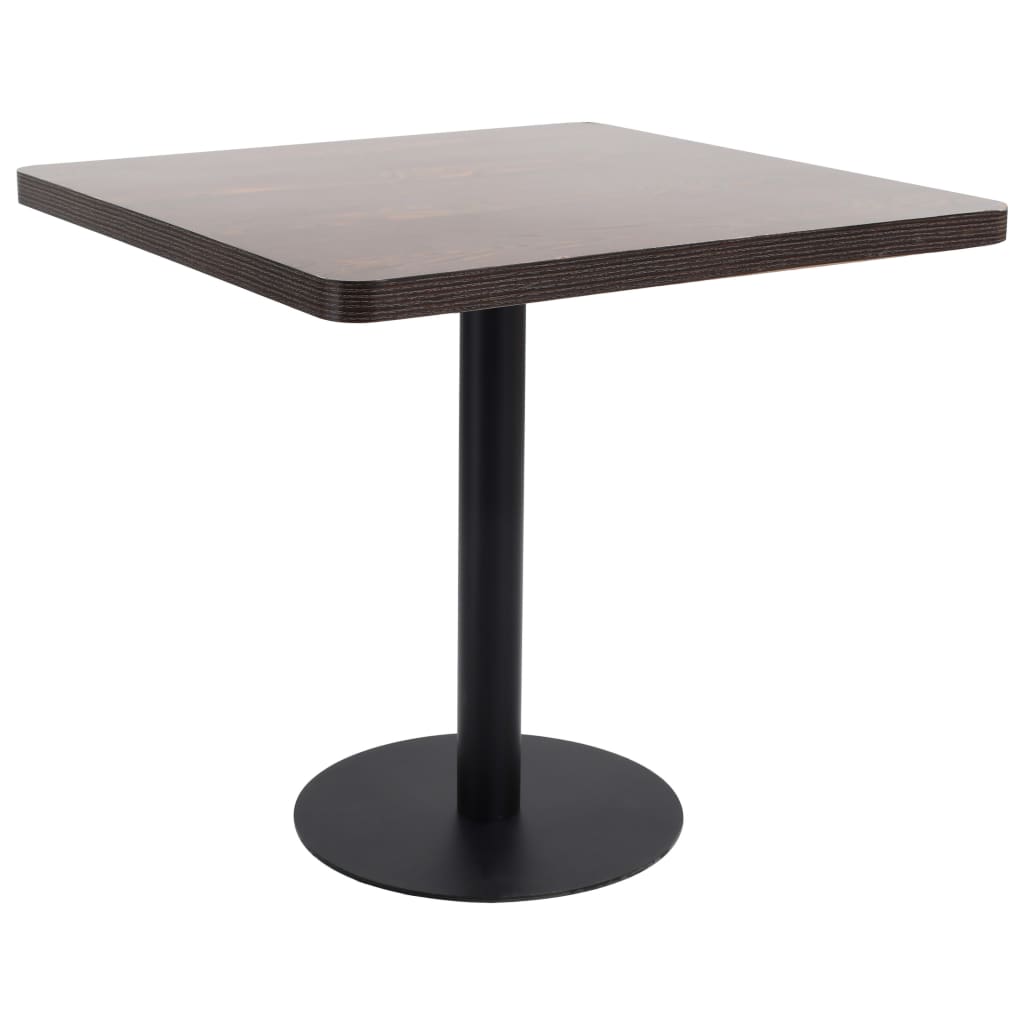Mesa Bistró Mdf Marrón Oscuro 80X80 Cm
