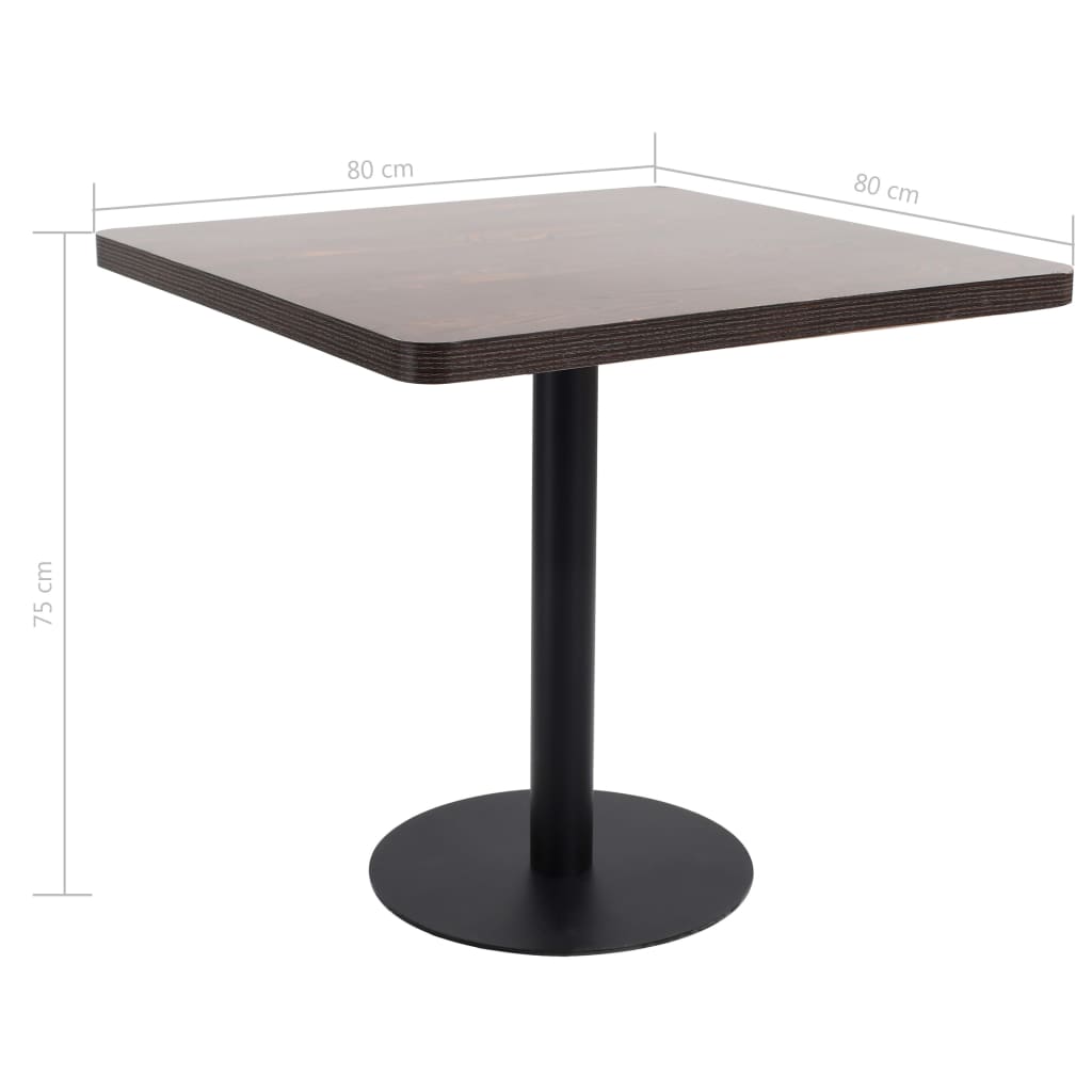 Mesa Bistró Mdf Marrón Oscuro 80X80 Cm