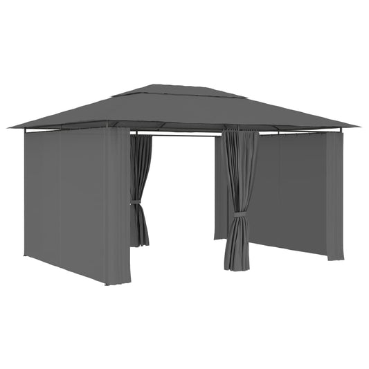 Carpa De Jardín Con Cortinas Gris 4X3 M