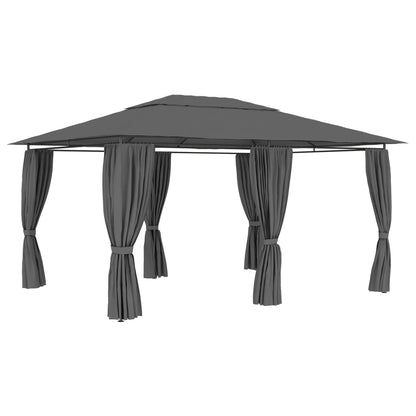 Carpa De Jardín Con Cortinas Gris 4X3 M