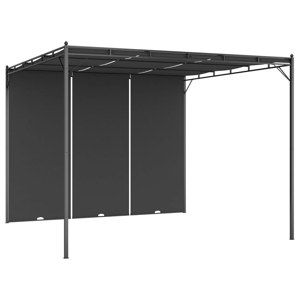 Cenador De Jardín Con Cortina Lateral Gris 3X3X2,25 M
