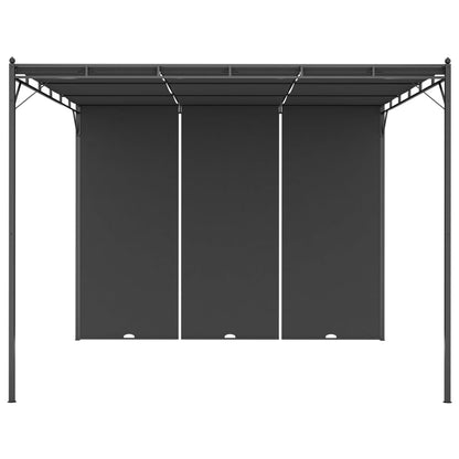 Cenador De Jardín Con Cortina Lateral Gris 3X3X2,25 M