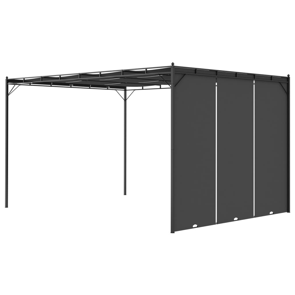 Cenador De Jardín Con Cortina Lateral Gris 4X3X2,25 M