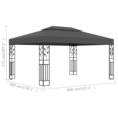 Cenador Con Doble Techo Gris 3X4 M