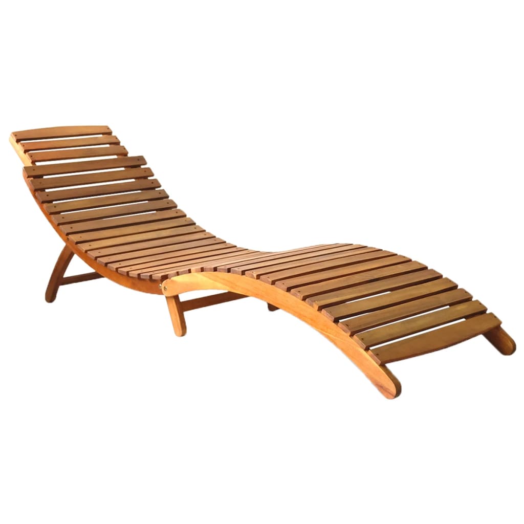 Tumbona Con Mesa Madera Maciza De Acacia Marrón
