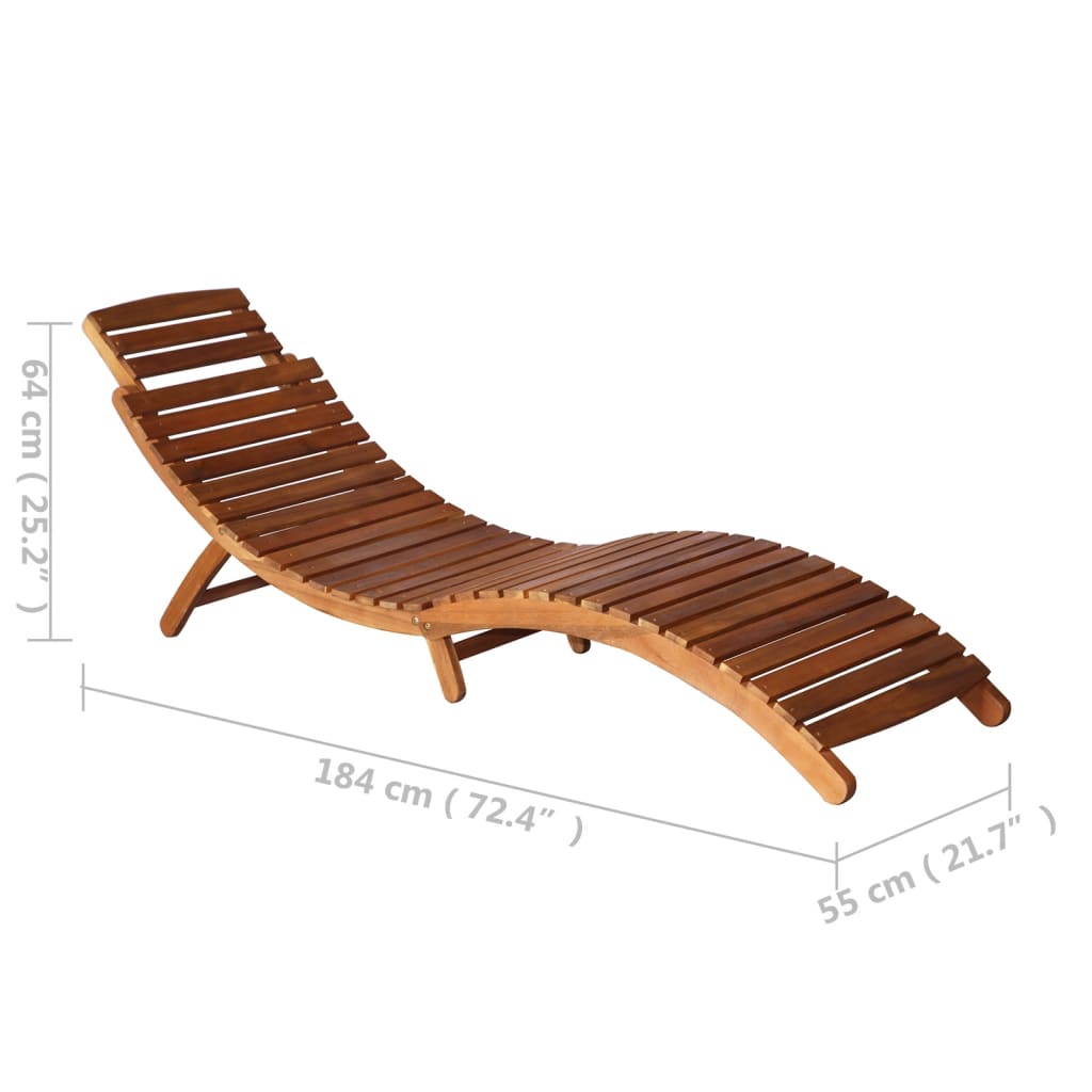 Tumbona Con Mesa Madera Maciza De Acacia Marrón