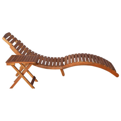 Tumbona Con Mesa Madera Maciza De Acacia Marrón
