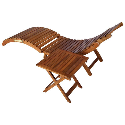 Tumbona Con Mesa Madera Maciza De Acacia Marrón