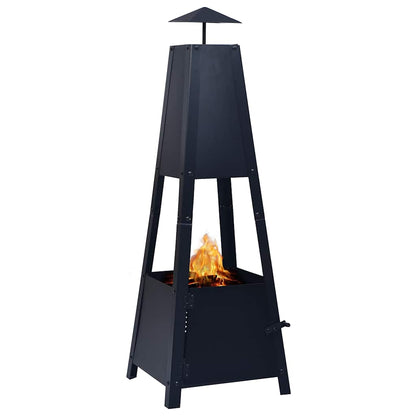 Brasero De Acero Negro 35X35X99 Cm