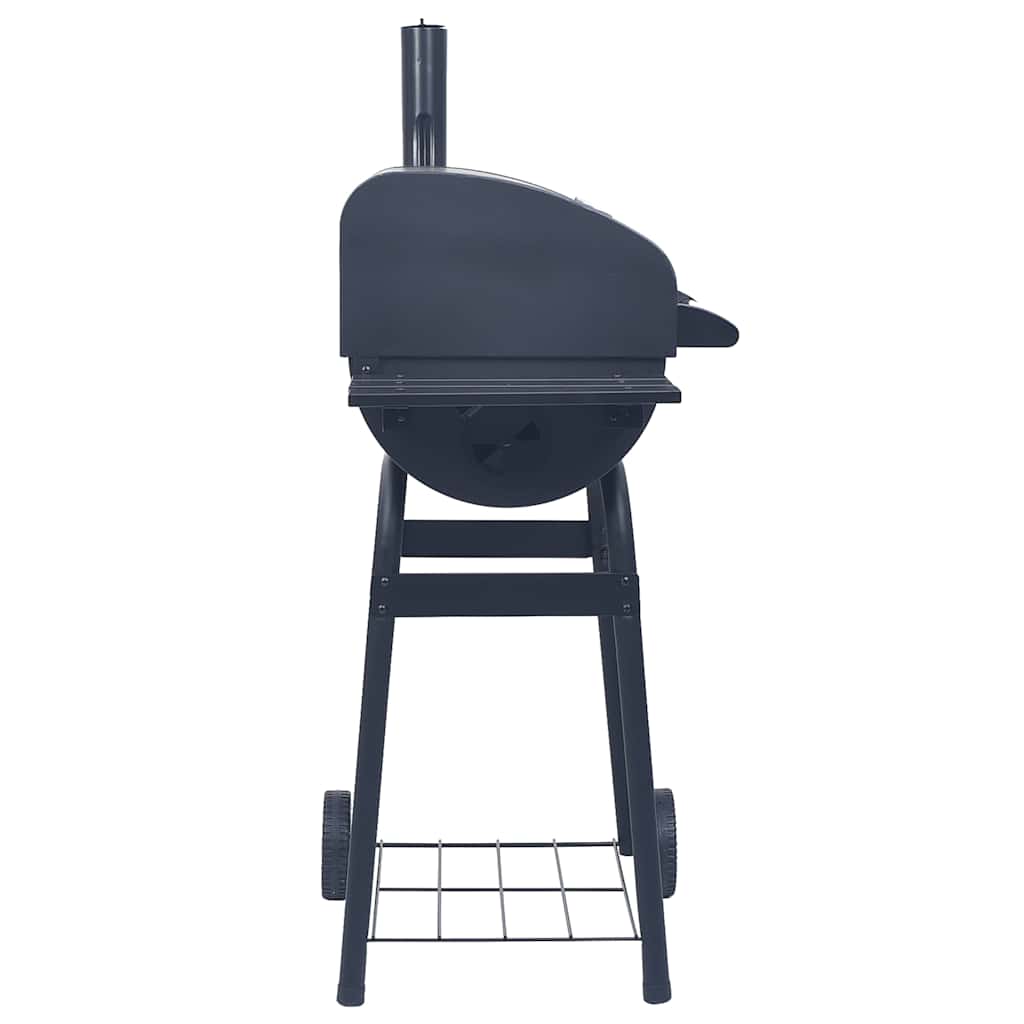 Barbacoa De Carbón Con Ahumador Y Estante Inferior Negro