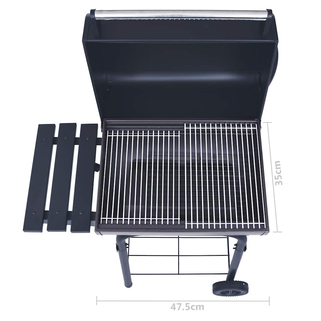 Barbacoa De Carbón Con Ahumador Y Estante Inferior Negro