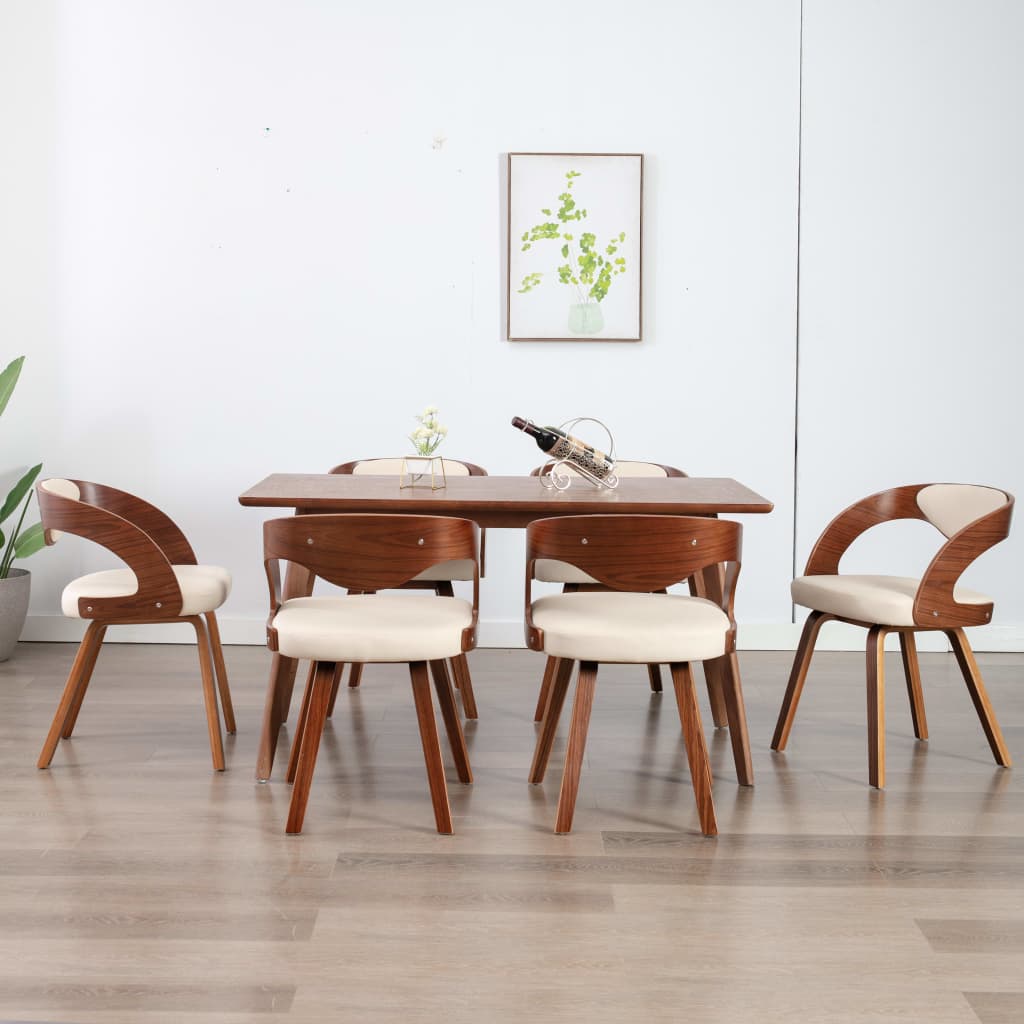Sillas De Comedor 6 Unidades Cuero Sintético Marrón