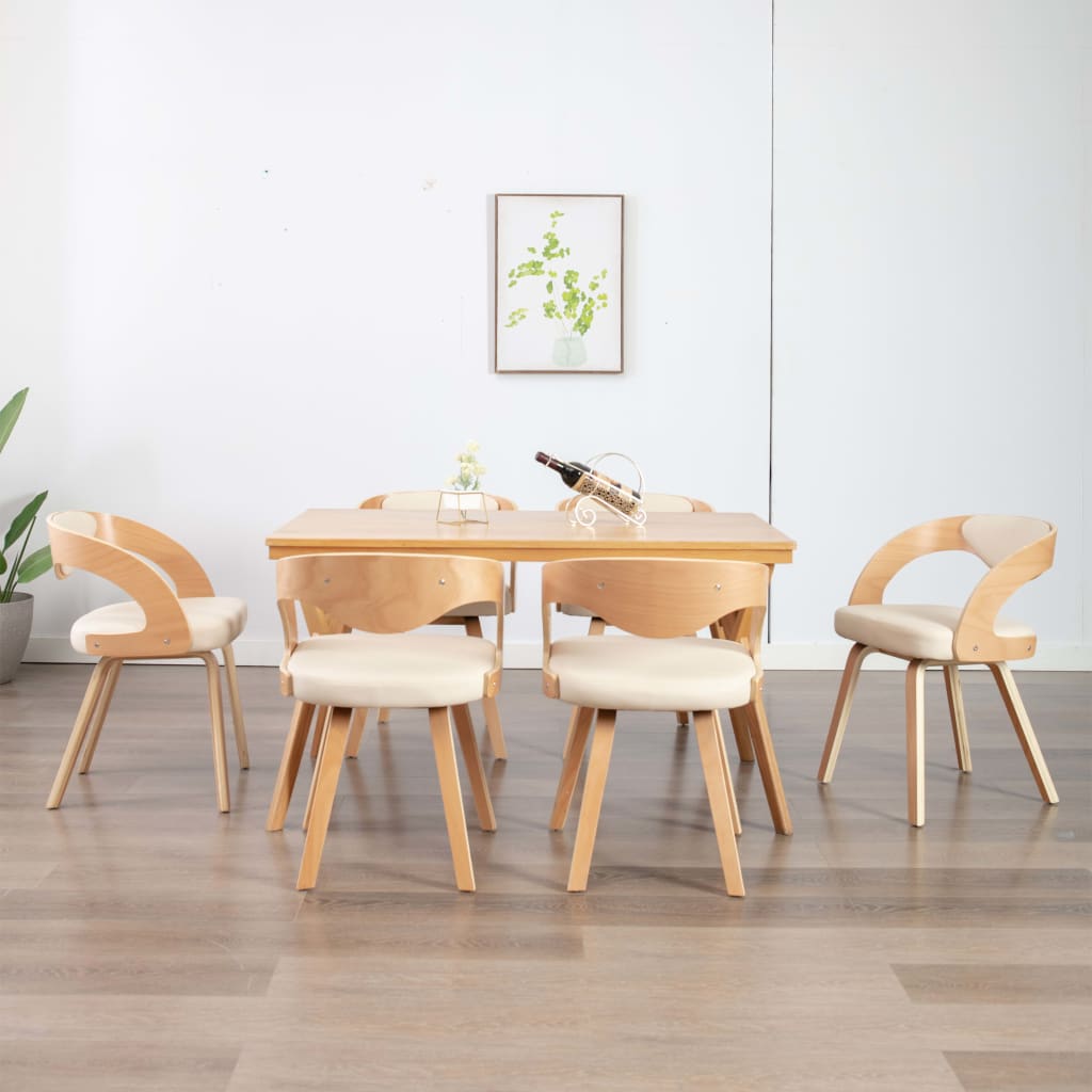Sillas De Comedor 6 Unidades Cuero Sintético Marrón