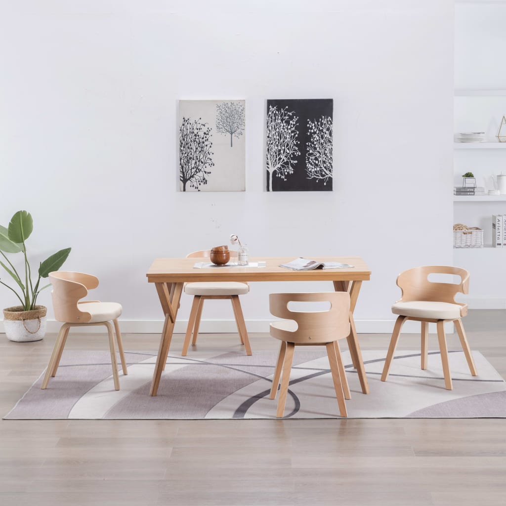Sillas De Comedor 6 Unidades Madera Y Cuero Sintético Negro