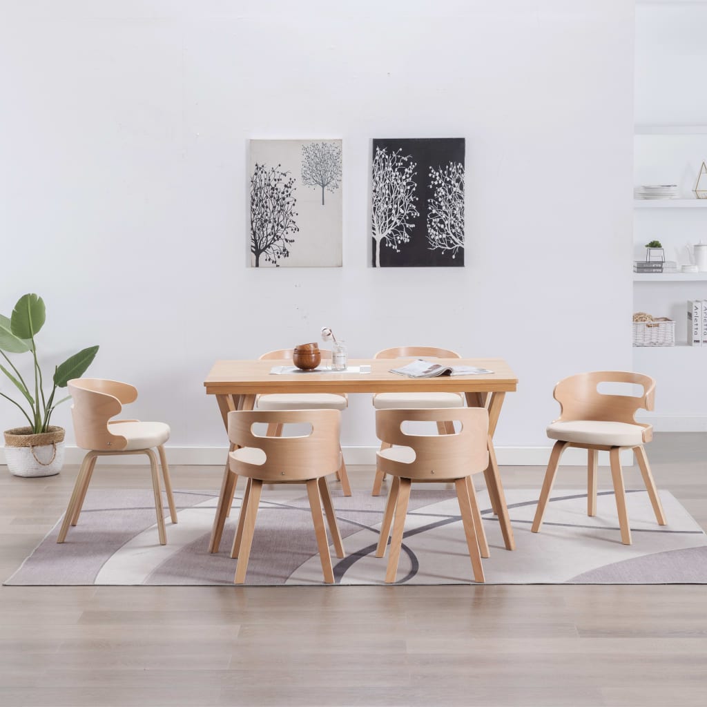 Sillas De Comedor 6 Unidades Madera Y Cuero Sintético Negro