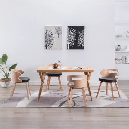 Sillas De Comedor 6 Unidades Madera Y Cuero Sintético Negro