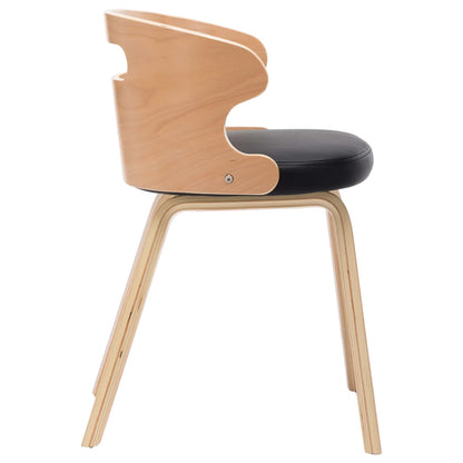 Sillas De Comedor 6 Unidades Madera Y Cuero Sintético Negro