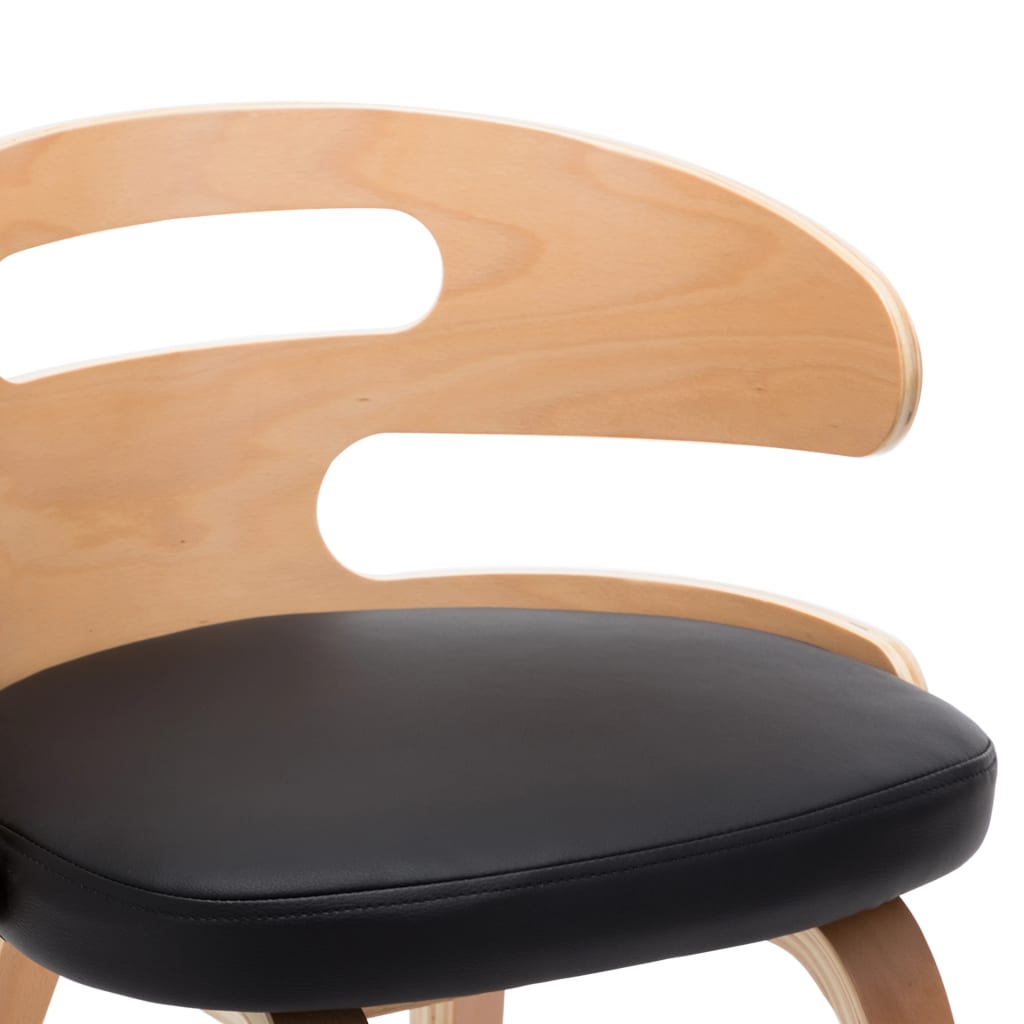Sillas De Comedor 6 Unidades Madera Y Cuero Sintético Negro