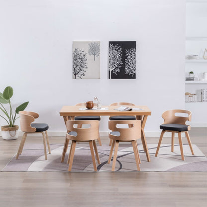 Sillas De Comedor 6 Unidades Madera Y Cuero Sintético Negro