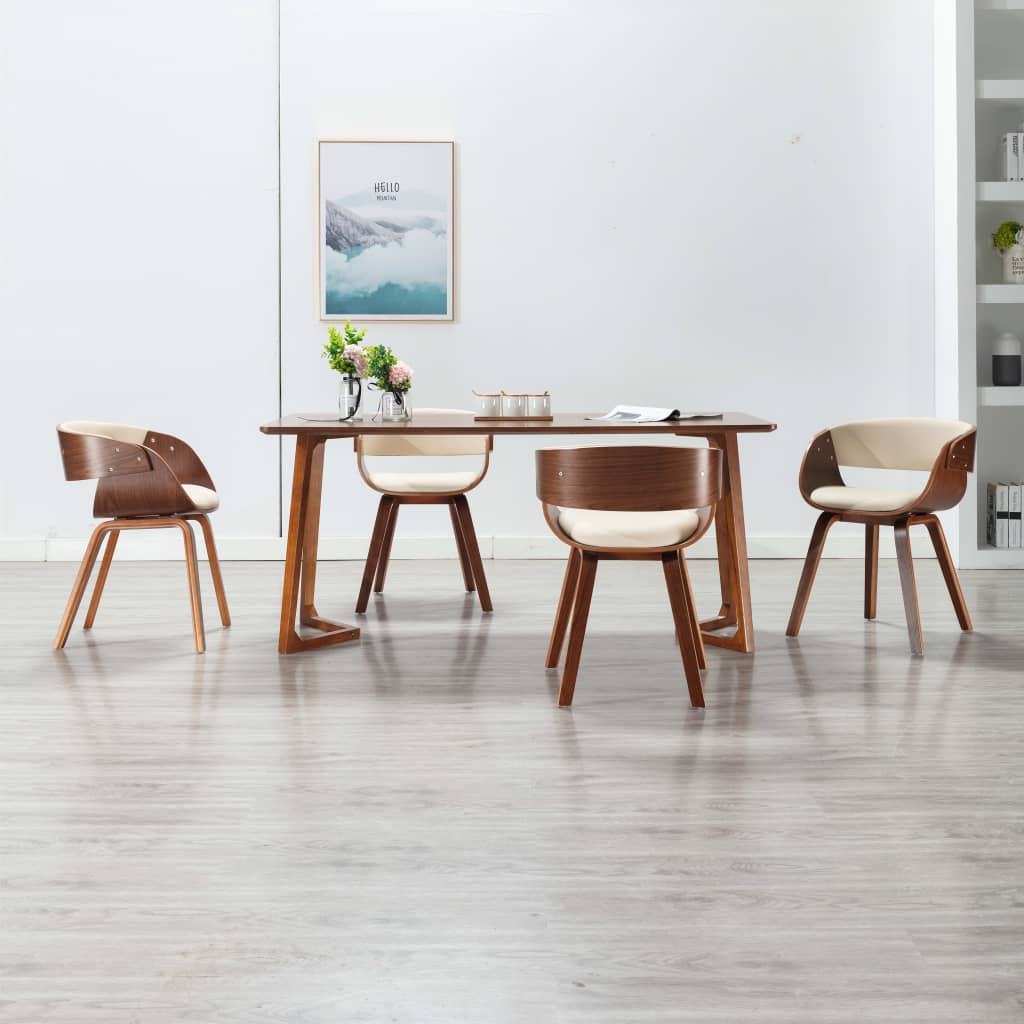 Sillas De Comedor 4 Uds Madera Curvada Cuero Sintético Negro