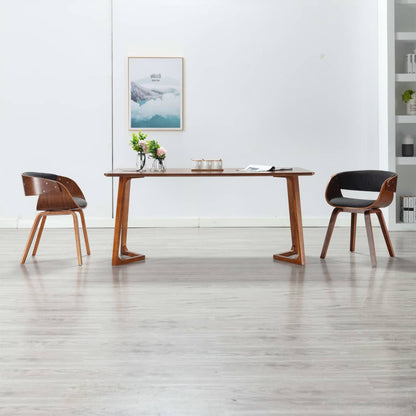 Sillas De Comedor 4 Uds Madera Curvada Cuero Sintético Negro