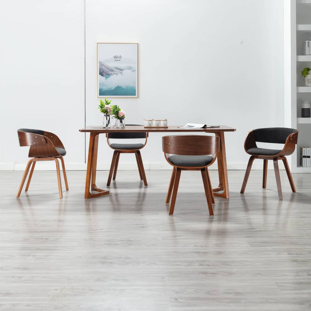 Sillas De Comedor 4 Uds Madera Curvada Cuero Sintético Negro