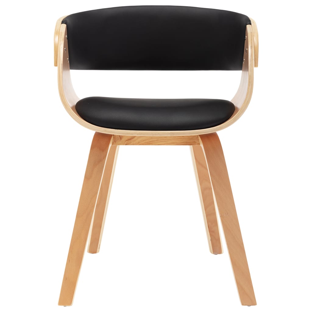 Sillas De Comedor 4 Uds Madera Curvada Cuero Sintético Negro
