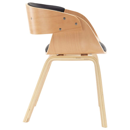 Sillas De Comedor 4 Uds Madera Curvada Cuero Sintético Negro