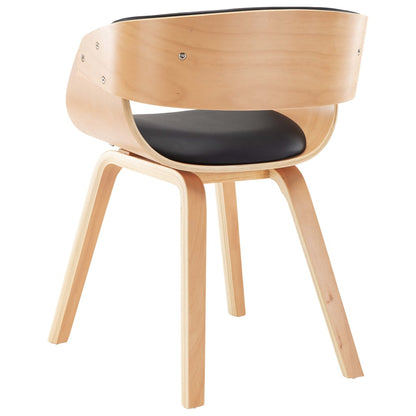 Sillas De Comedor 4 Uds Madera Curvada Cuero Sintético Negro
