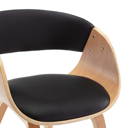 Sillas De Comedor 4 Uds Madera Curvada Cuero Sintético Negro
