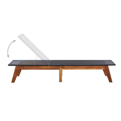 Tumbona Con Cojín Ratán Sintético Y Madera Maciza De Acacia