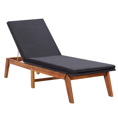 Tumbona Con Mesa Ratán Sintético Y Madera Maciza De Acacia