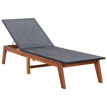Tumbona Con Mesa Ratán Sintético Y Madera Maciza De Acacia