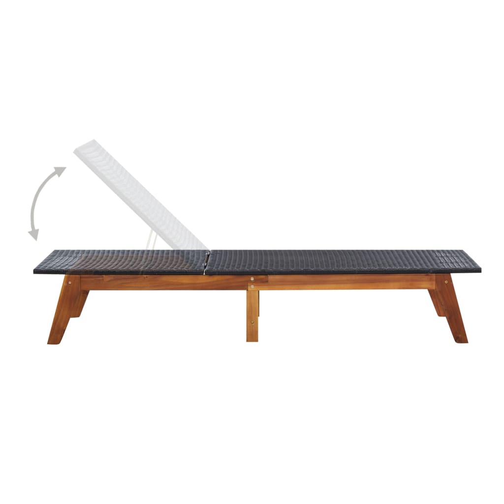 Tumbona Con Mesa Ratán Sintético Y Madera Maciza De Acacia